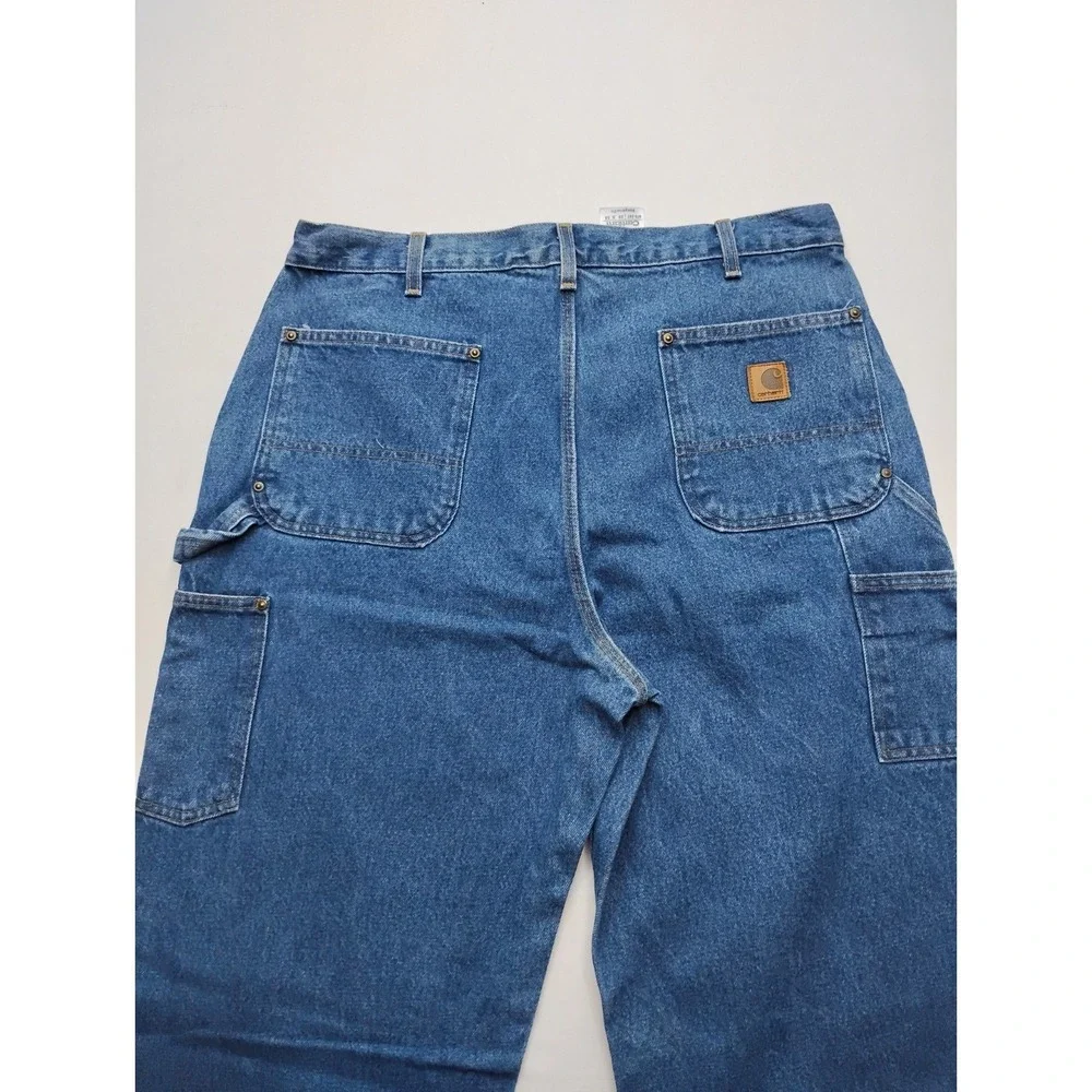 Carhartt Jeans Blue Carpenter Double Knee Dungaree B73 DST Mens 38x36